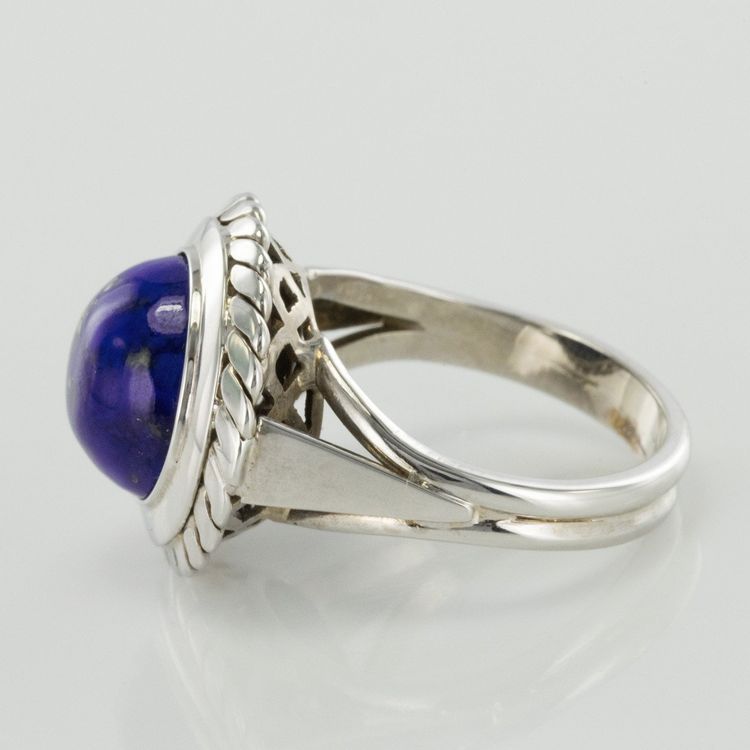 Vintage White Gold Lapis Lazuli Ring
