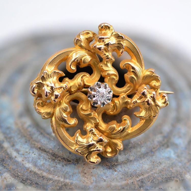 Antike Brosche Jugendstil Diamant