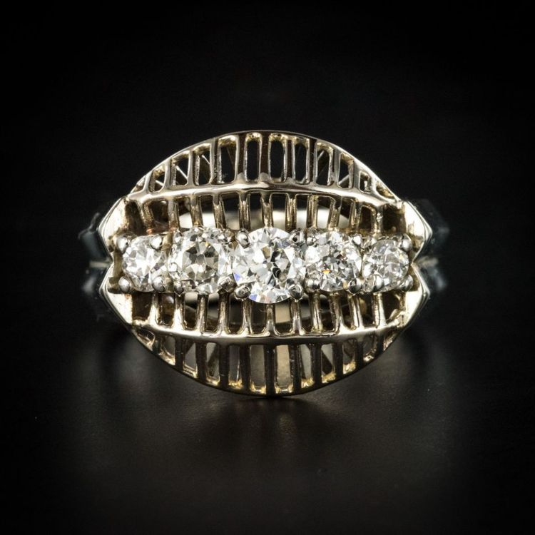Vintage White Gold Diamonds Ring