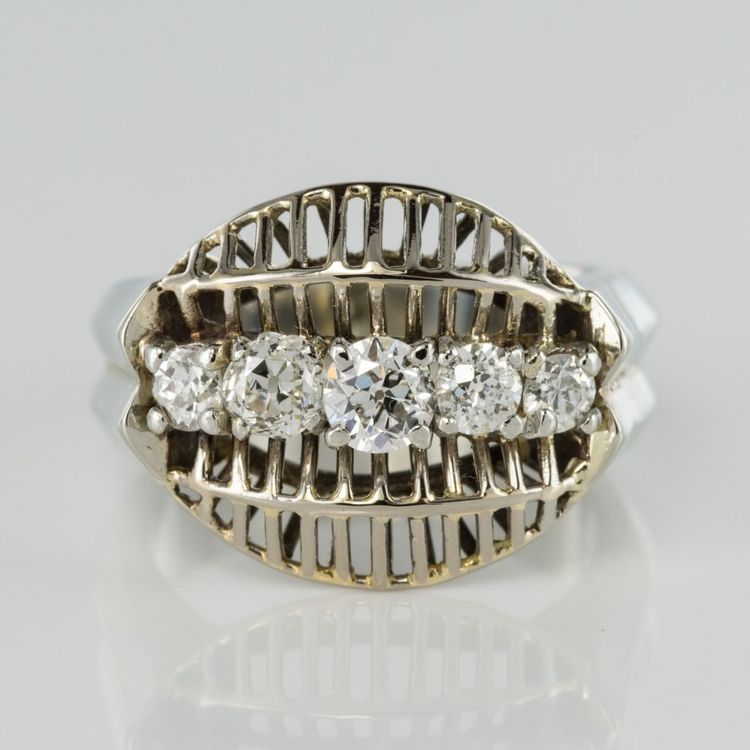 Vintage White Gold Diamonds Ring