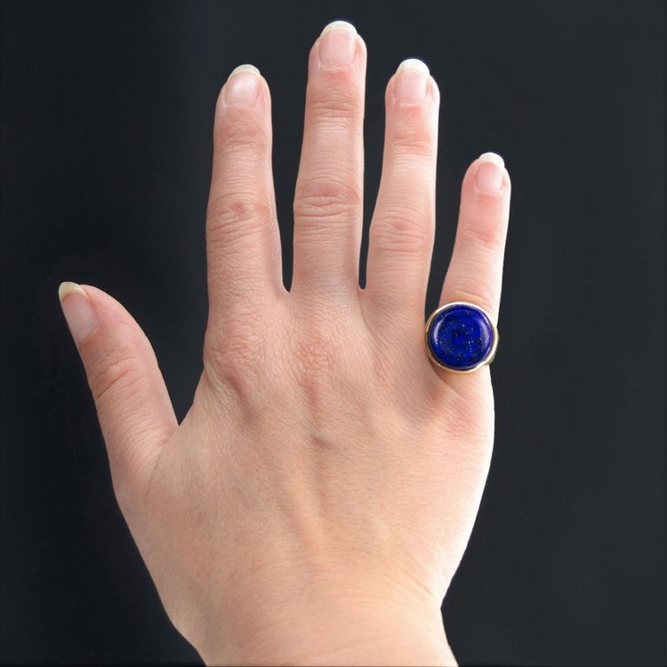 Bague Lapis Lazuli Or Jaune Ciselé