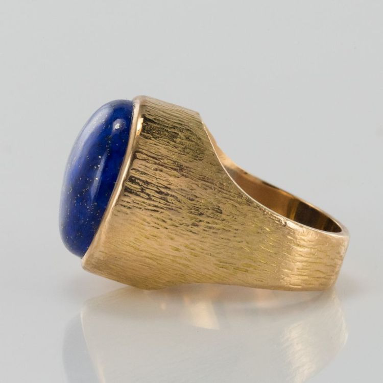 Bague Lapis Lazuli Or Jaune Ciselé