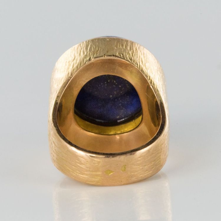 Bague Lapis Lazuli Or Jaune Ciselé