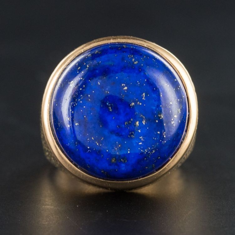 Bague Lapis Lazuli Or Jaune Ciselé