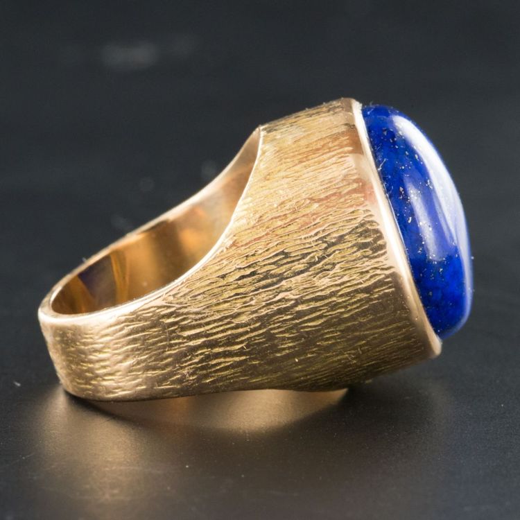 Bague Lapis Lazuli Or Jaune Ciselé