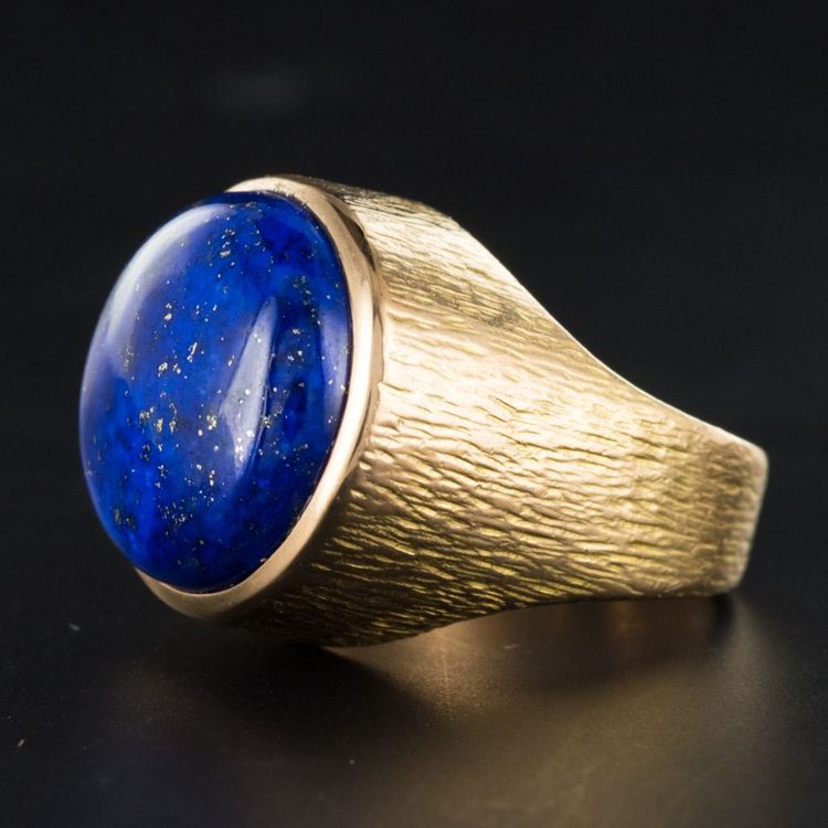 Bague Lapis Lazuli Or Jaune Ciselé
