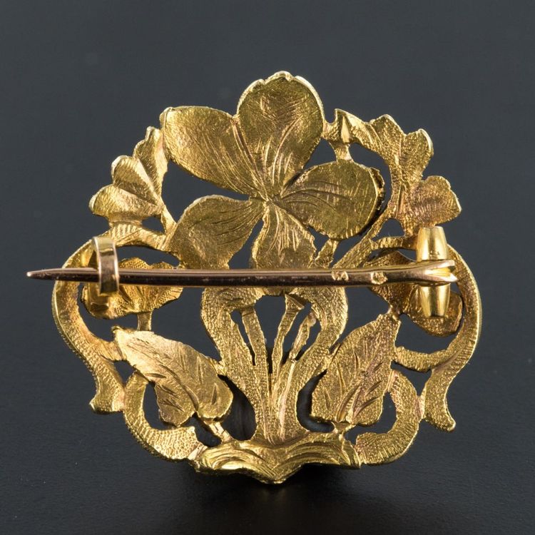 Antike Brosche Jugendstil Gold