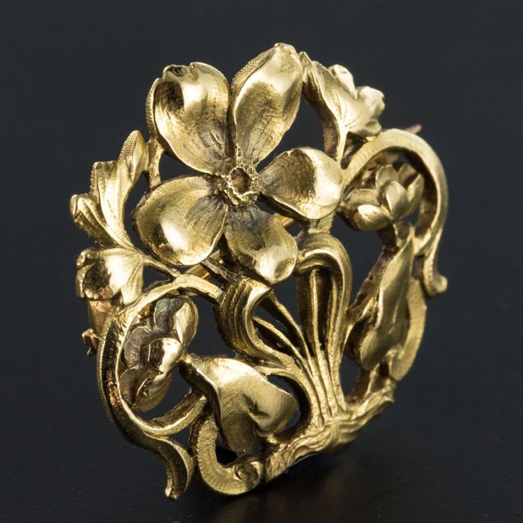 Antike Brosche Jugendstil Gold