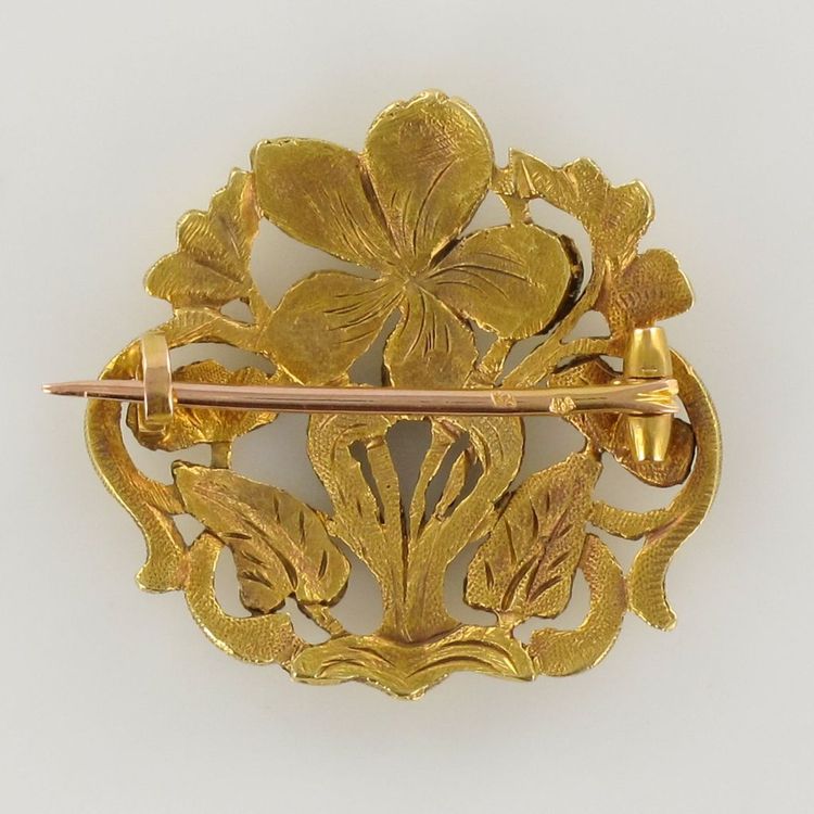 Antike Brosche Jugendstil Gold