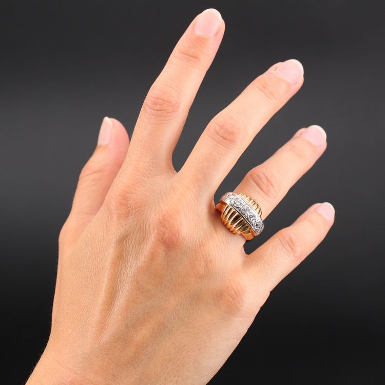 Bague Diamants Vintage à Godrons
