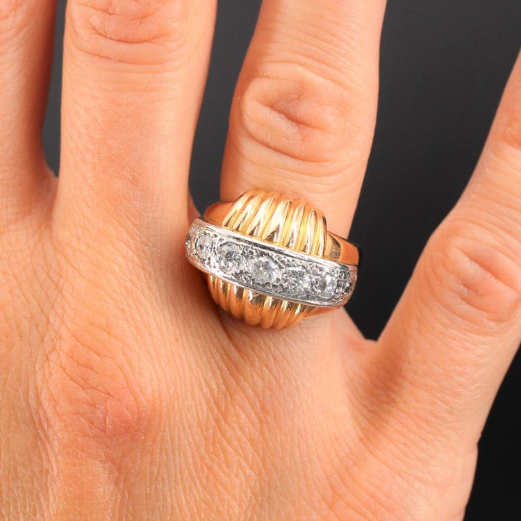 Bague Diamants Vintage à Godrons