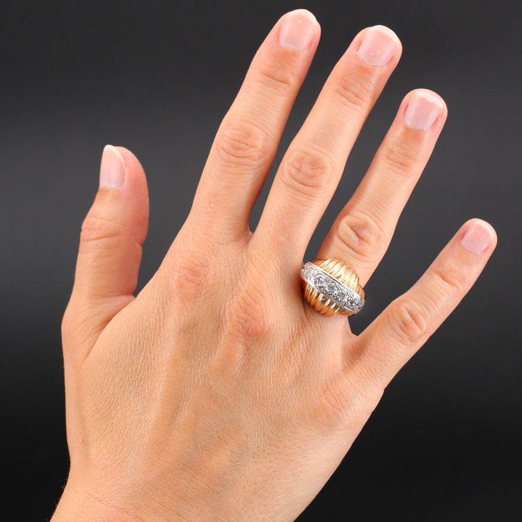 Bague Diamants Vintage à Godrons