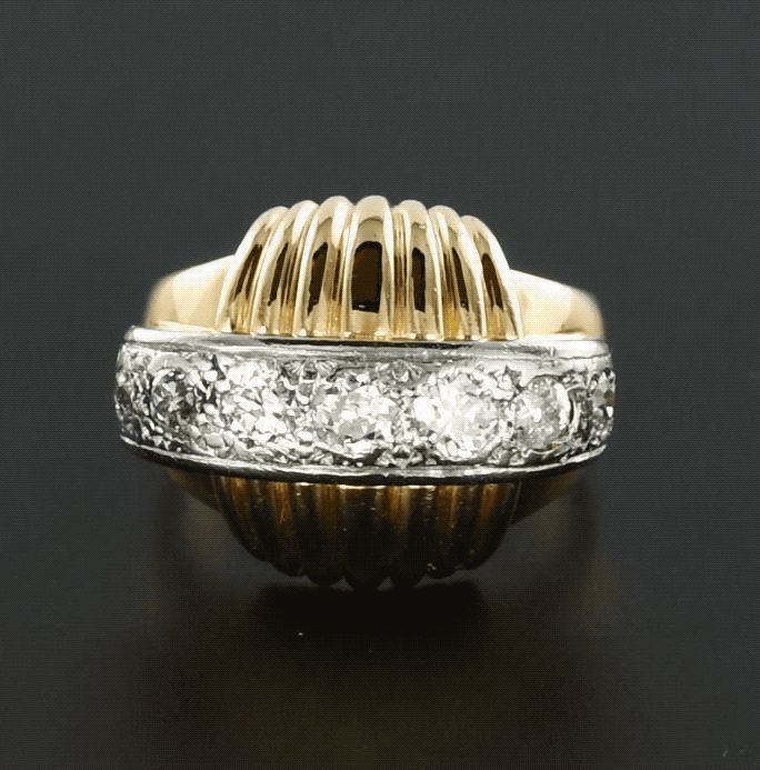 Bague Diamants Vintage à Godrons