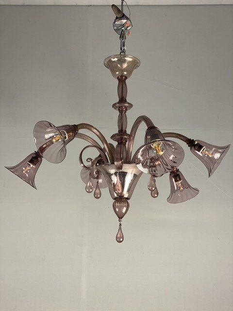 Murano Glass Venetian Chandelier Amethyst