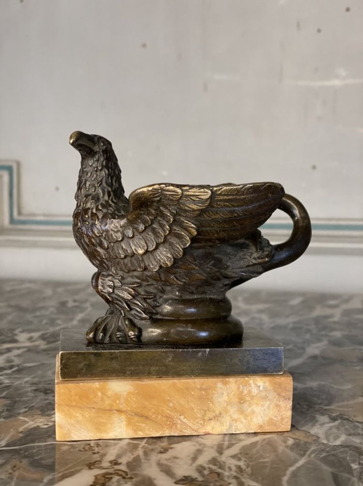 Aigle Et Serpent, Encrier En Bronze Sur Socle De Marbre