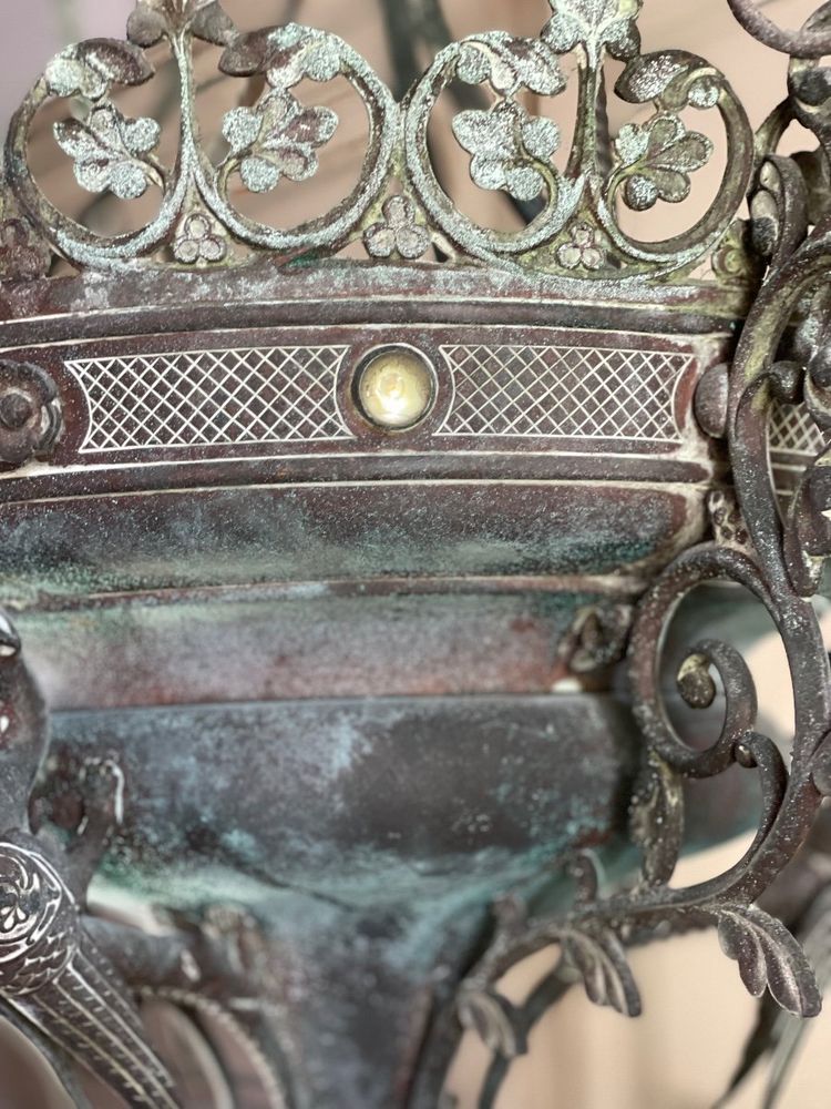 Neo-Gothic Bronze Chandelier Circa 1880