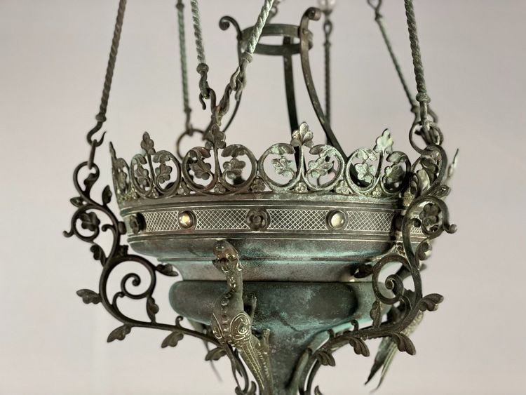 Neo-Gothic Bronze Chandelier Circa 1880