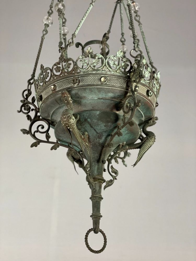 Neo-Gothic Bronze Chandelier Circa 1880