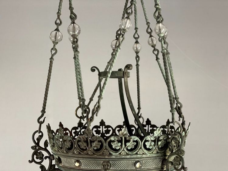 Neo-Gothic Bronze Chandelier Circa 1880