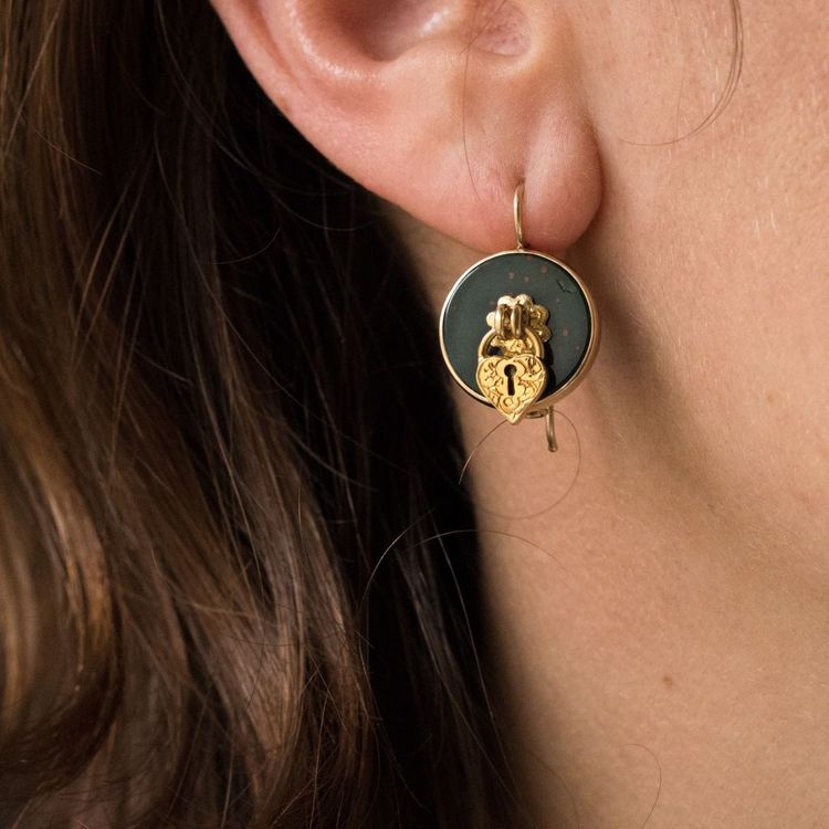 Blood Jasper Earrings And Padlock