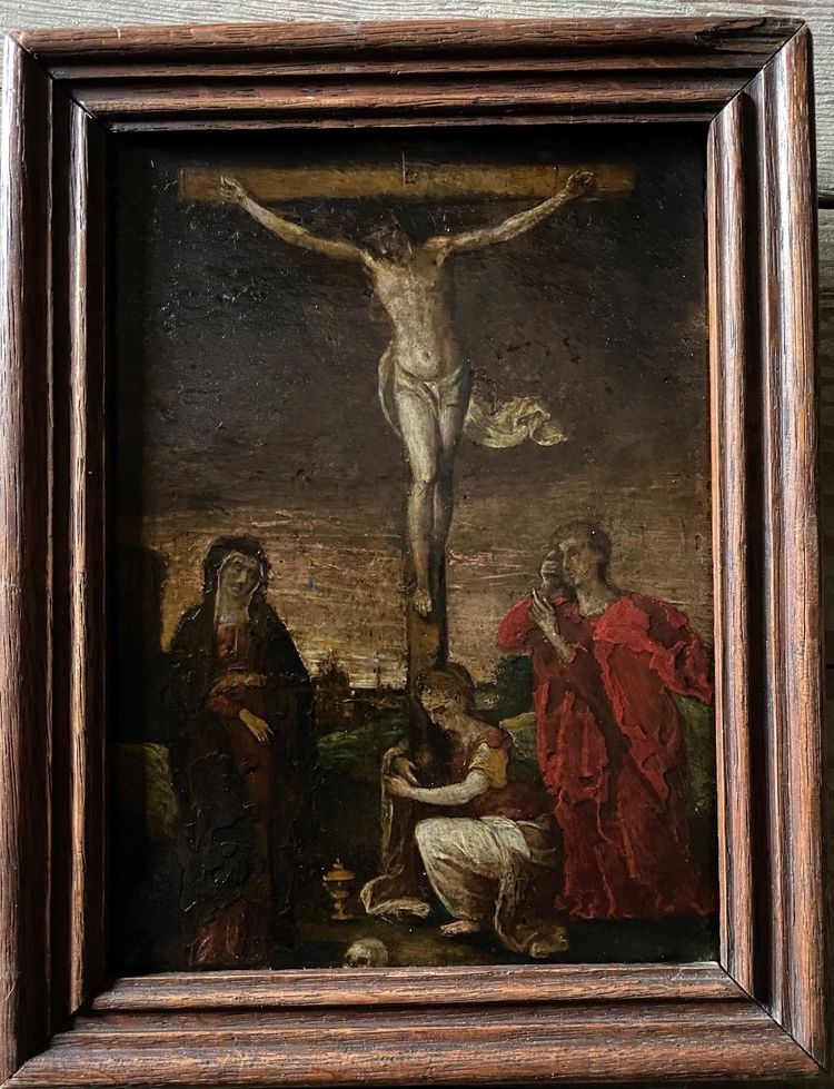 Christus am Kreuz, Öl auf Kupfer 17.