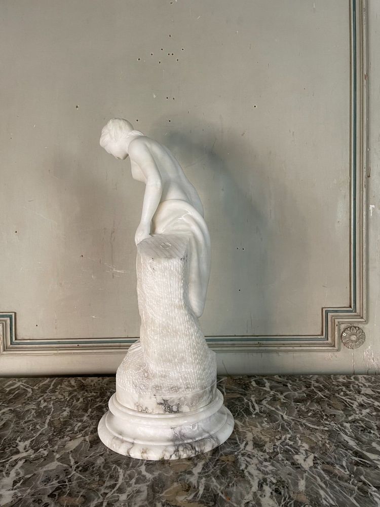 La Baigneuse, Alabaster Sculpture After Falconet
