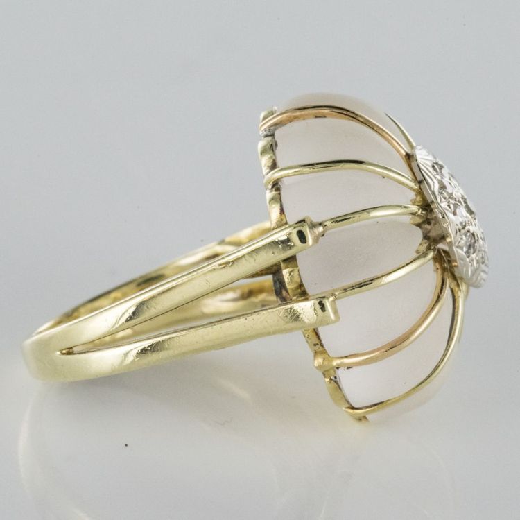 Anello in oro con diamante e cristallo di rocca