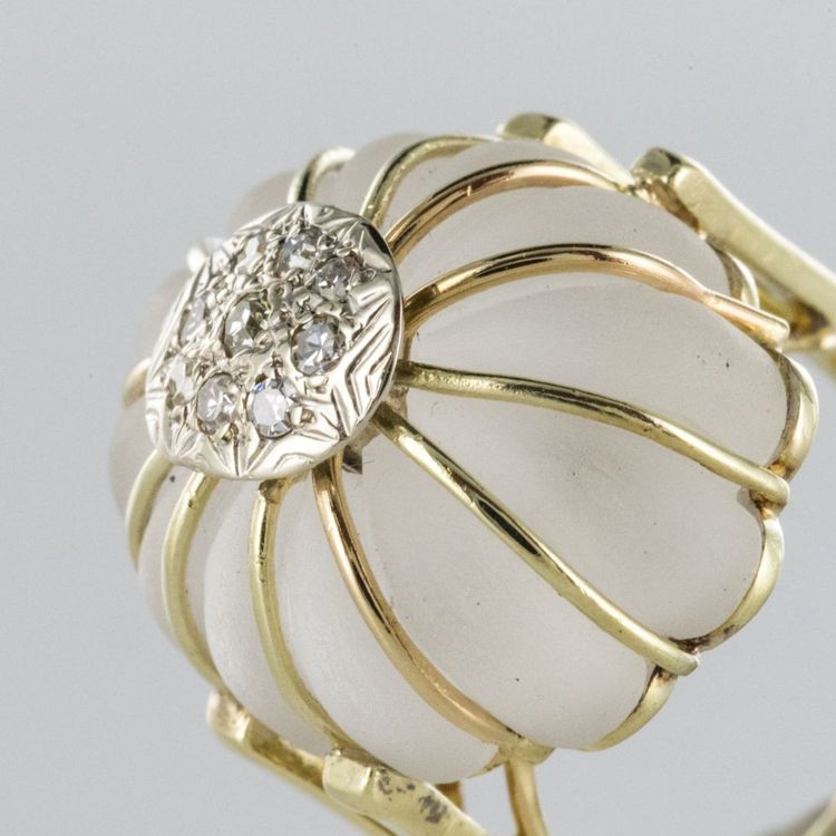 Anello in oro con diamante e cristallo di rocca