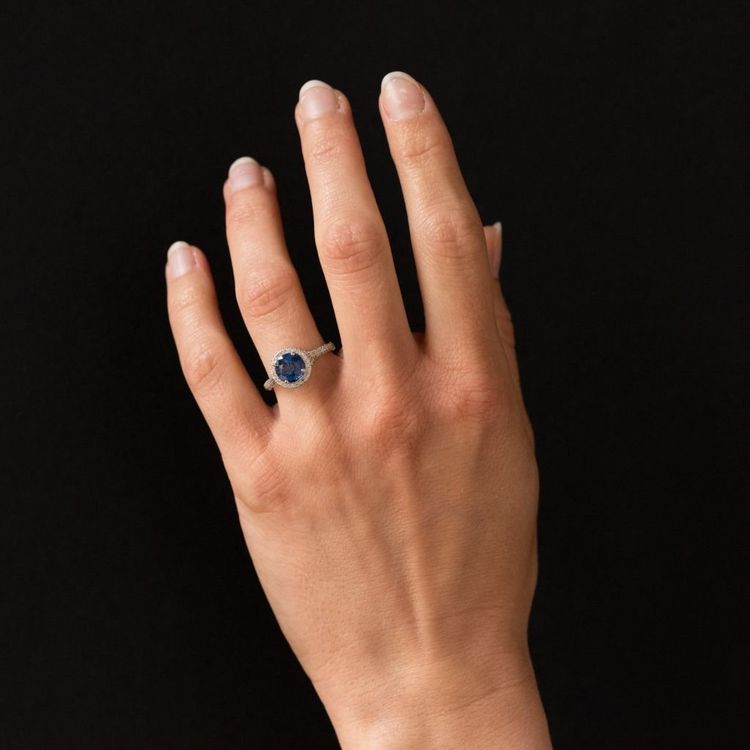 Bague Saphir De Ceylan Et Diamants