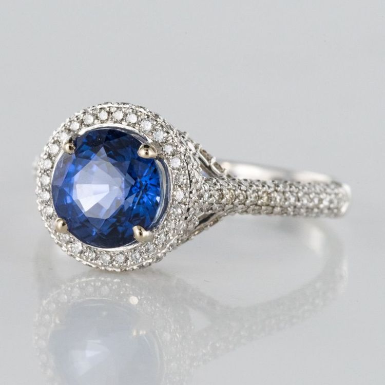Bague Saphir De Ceylan Et Diamants