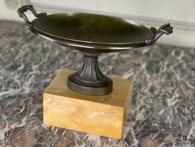 Bronze Cup On A Yellow Sienna Marble Base, Early 19th Century
