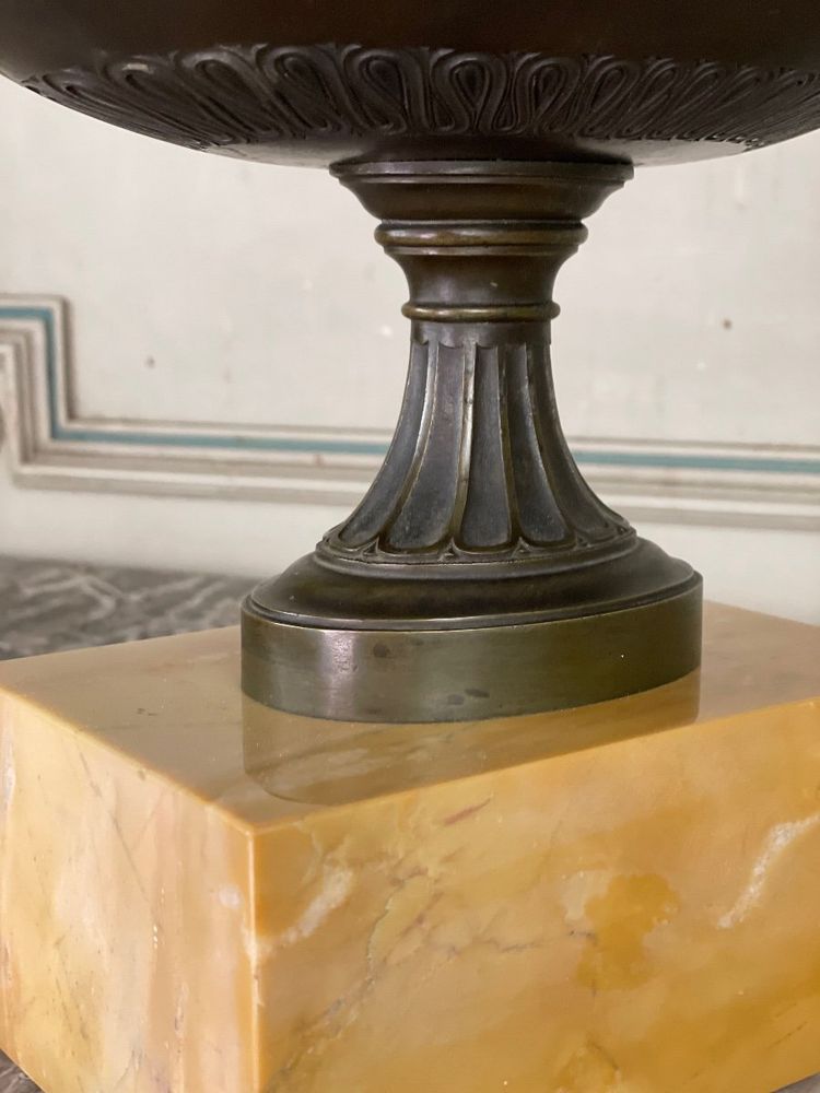 Bronze Cup On A Yellow Sienna Marble Base, Early 19th Century