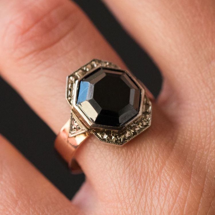 French 19th Century Napoleon 3 Rose Gold Hematite Ring