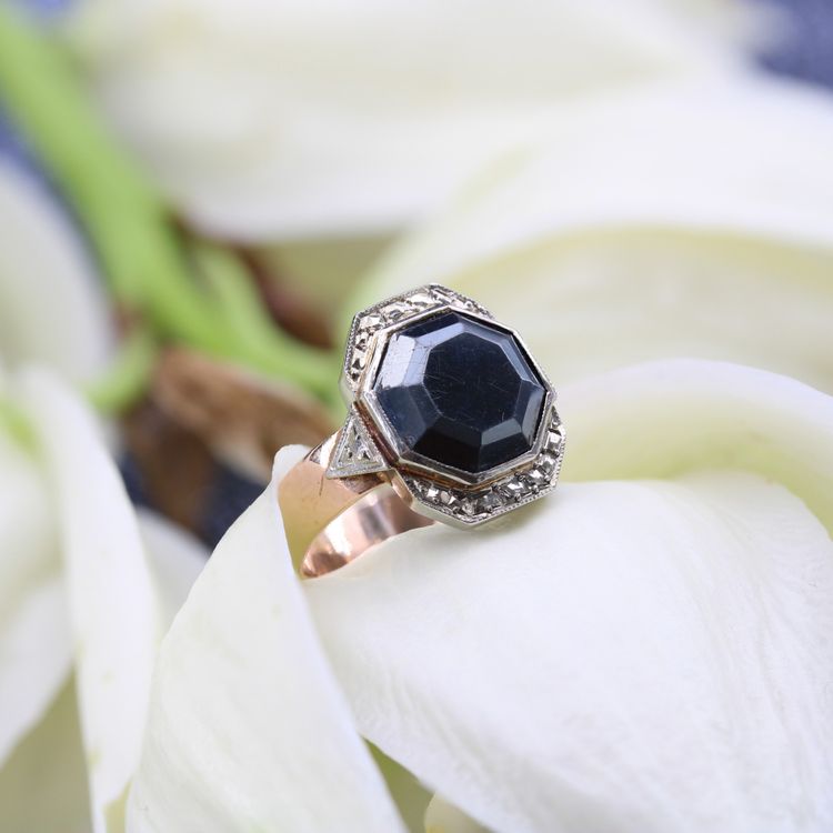 French 19th Century Napoleon 3 Rose Gold Hematite Ring