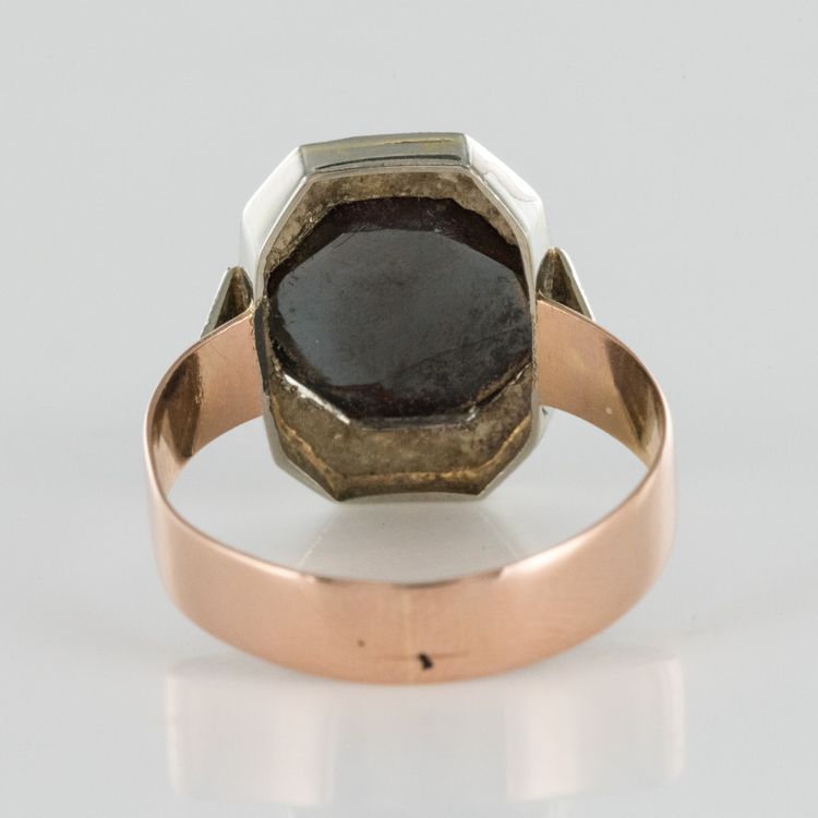 French 19th Century Napoleon 3 Rose Gold Hematite Ring