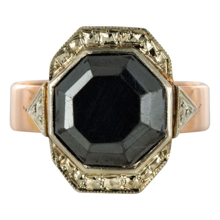 French 19th Century Napoleon 3 Rose Gold Hematite Ring