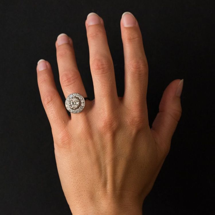Bague Ronde Diamants Art Déco