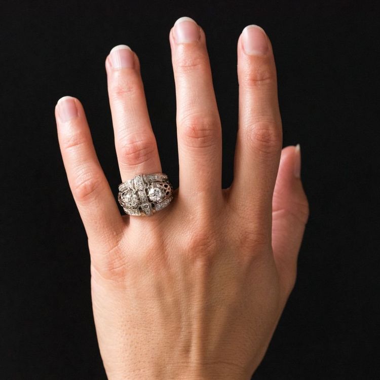 Bague Platine Diamants Art Déco
