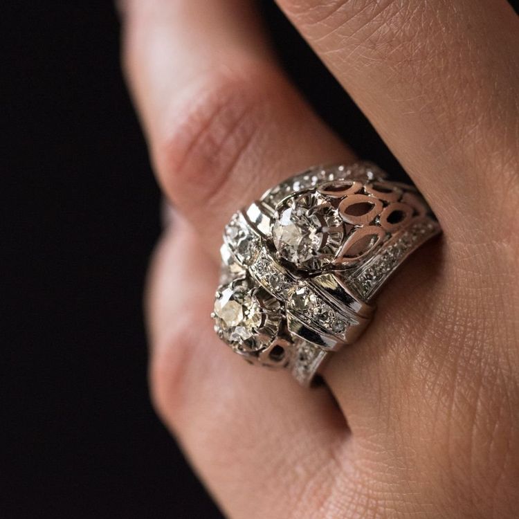 Bague Platine Diamants Art Déco