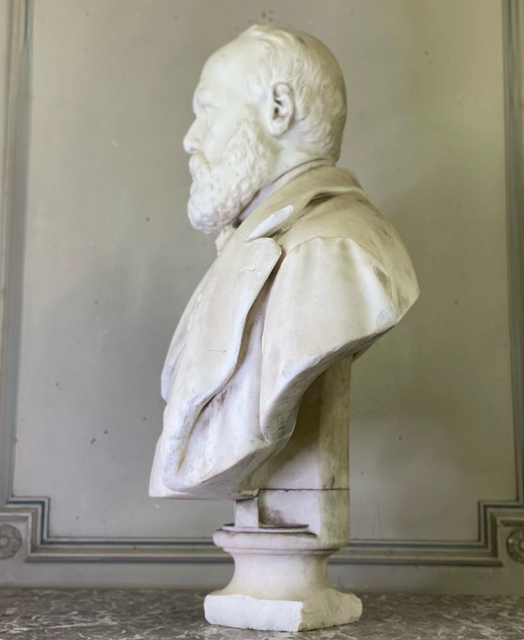 Carrara Marble Bust Signed And Dated Argenti Giosue 1886