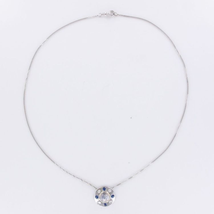 Collier Pierre De Lune Saphirs Diamants