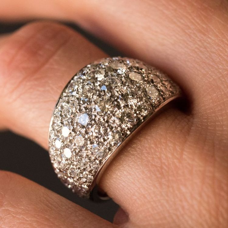 Bague Jonc Platine Diamants