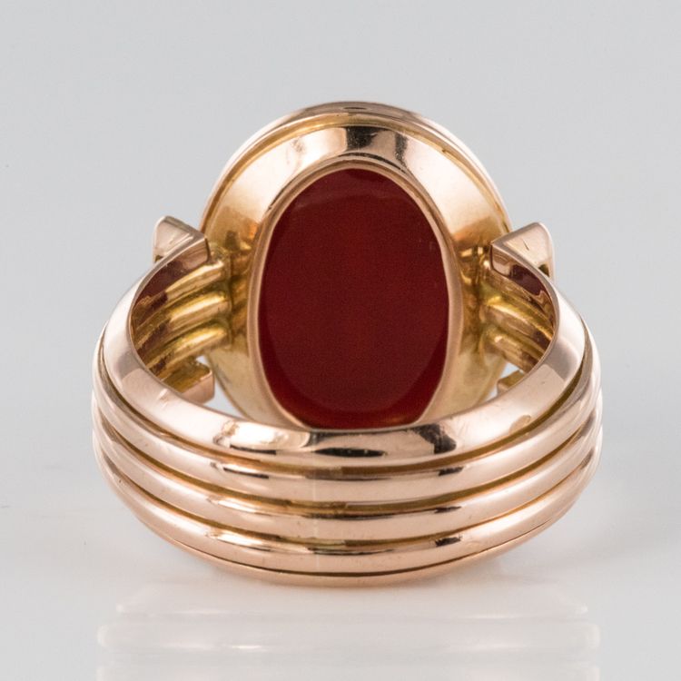 Bague Chevalière Or Et Intaille Sur Cornaline