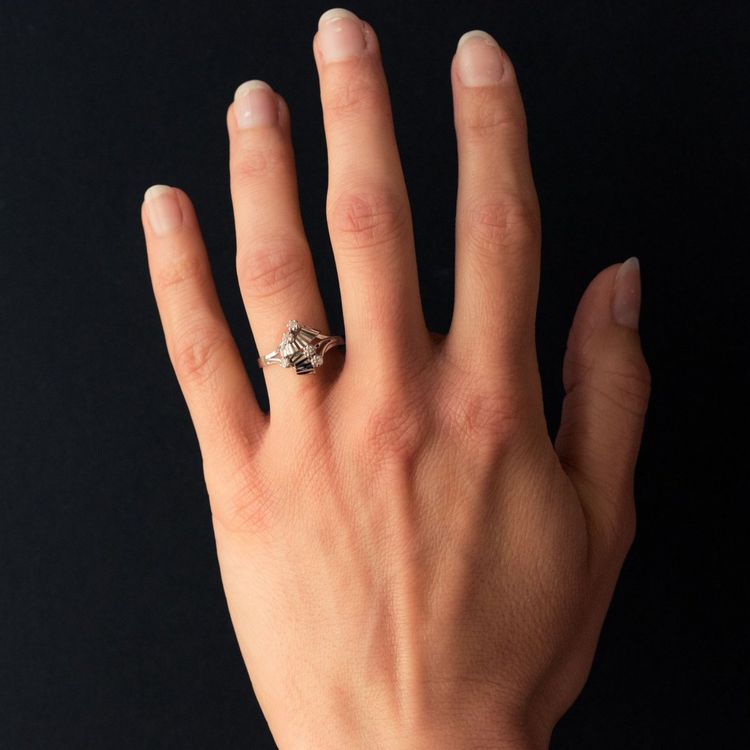 Vintage White Gold Diamonds Ring