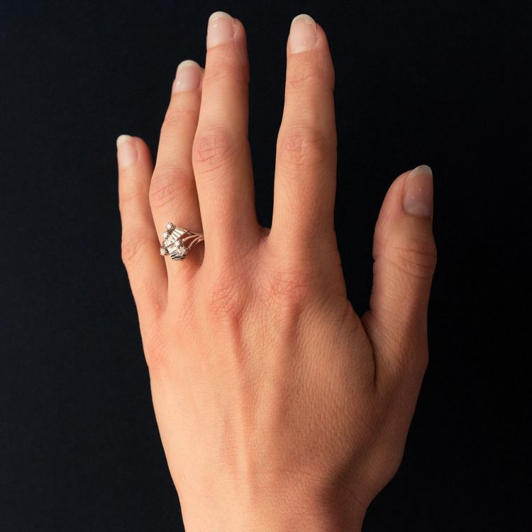 Vintage White Gold Diamonds Ring