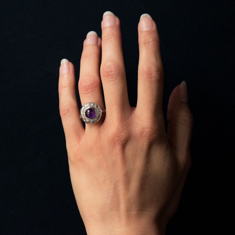 Bague Améthyste Diamants Ancienne