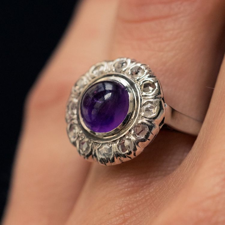 Bague Améthyste Diamants Ancienne