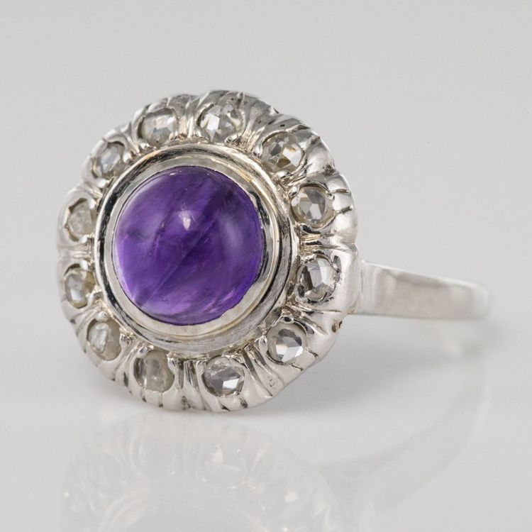 Bague Améthyste Diamants Ancienne