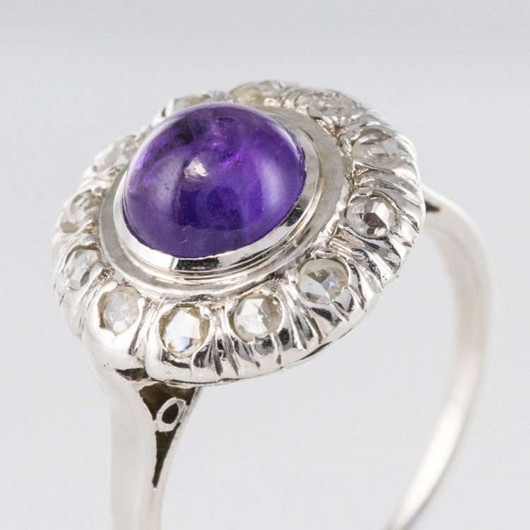 Bague Améthyste Diamants Ancienne