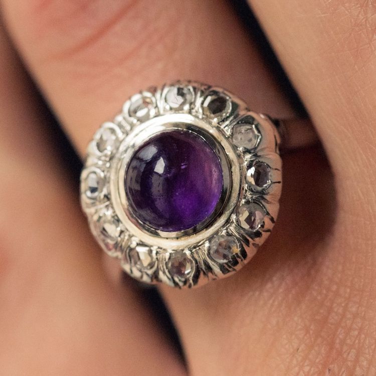 Bague Améthyste Diamants Ancienne